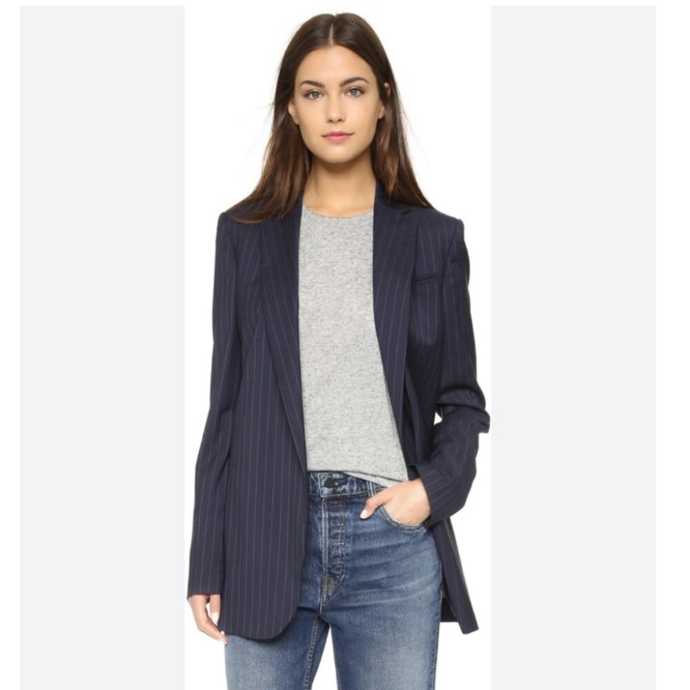 Equipment Womens Kadley Blazer Jacket Open Front 100% Italian Wool